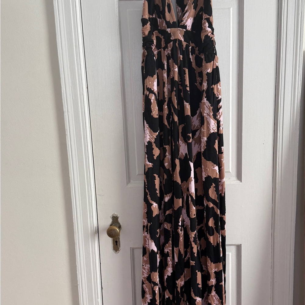 Elegant Black and Pink Patterned Jumpsuit